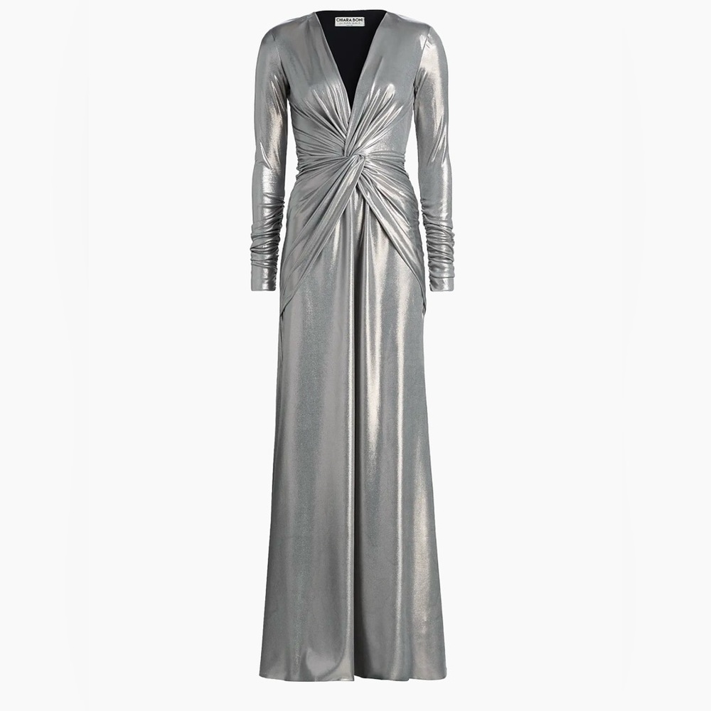Chiara Boni Metallic Silver Gown